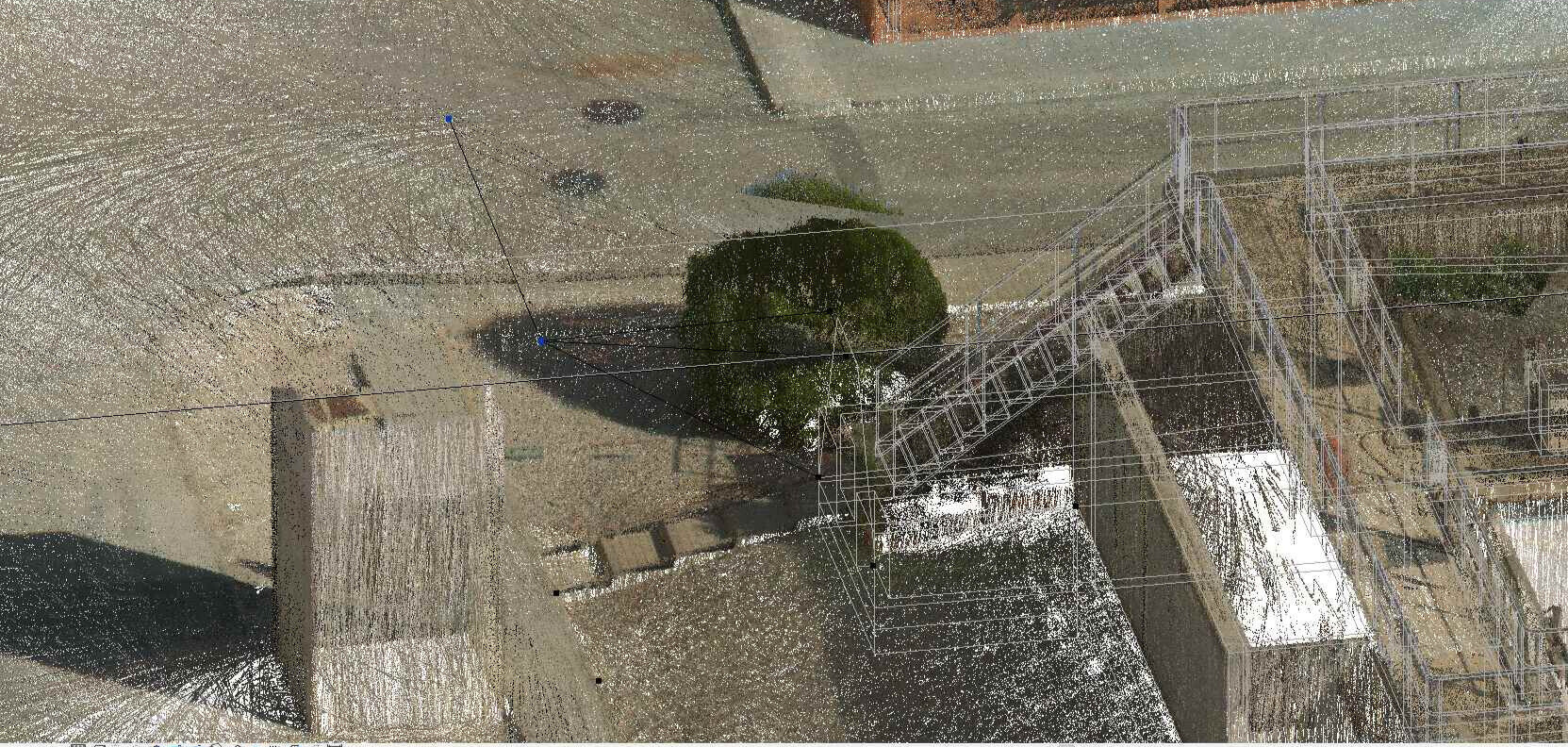Pasarelas y canales exteriores en nube de puntos