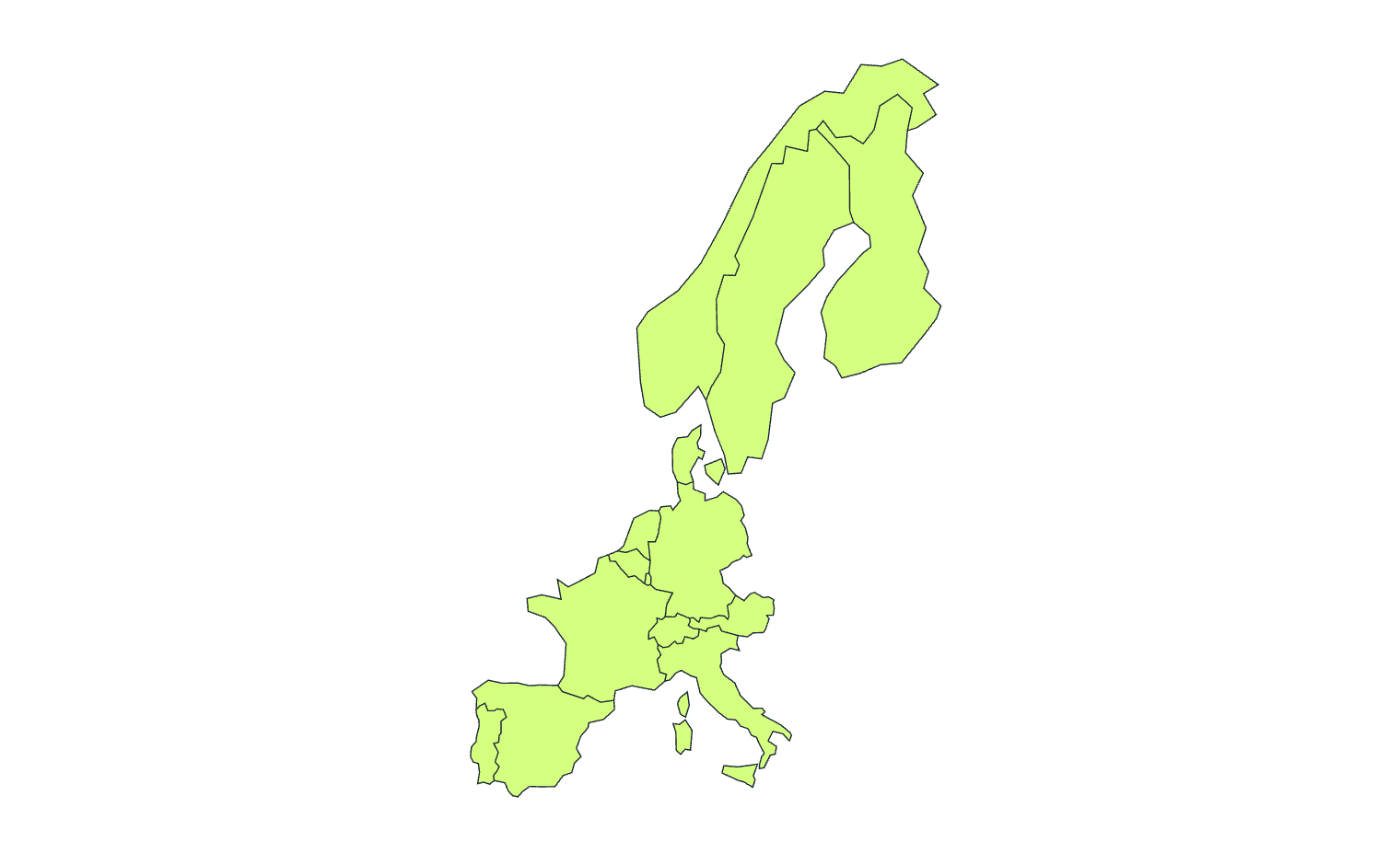 Mapa de cobertura: Europa continental