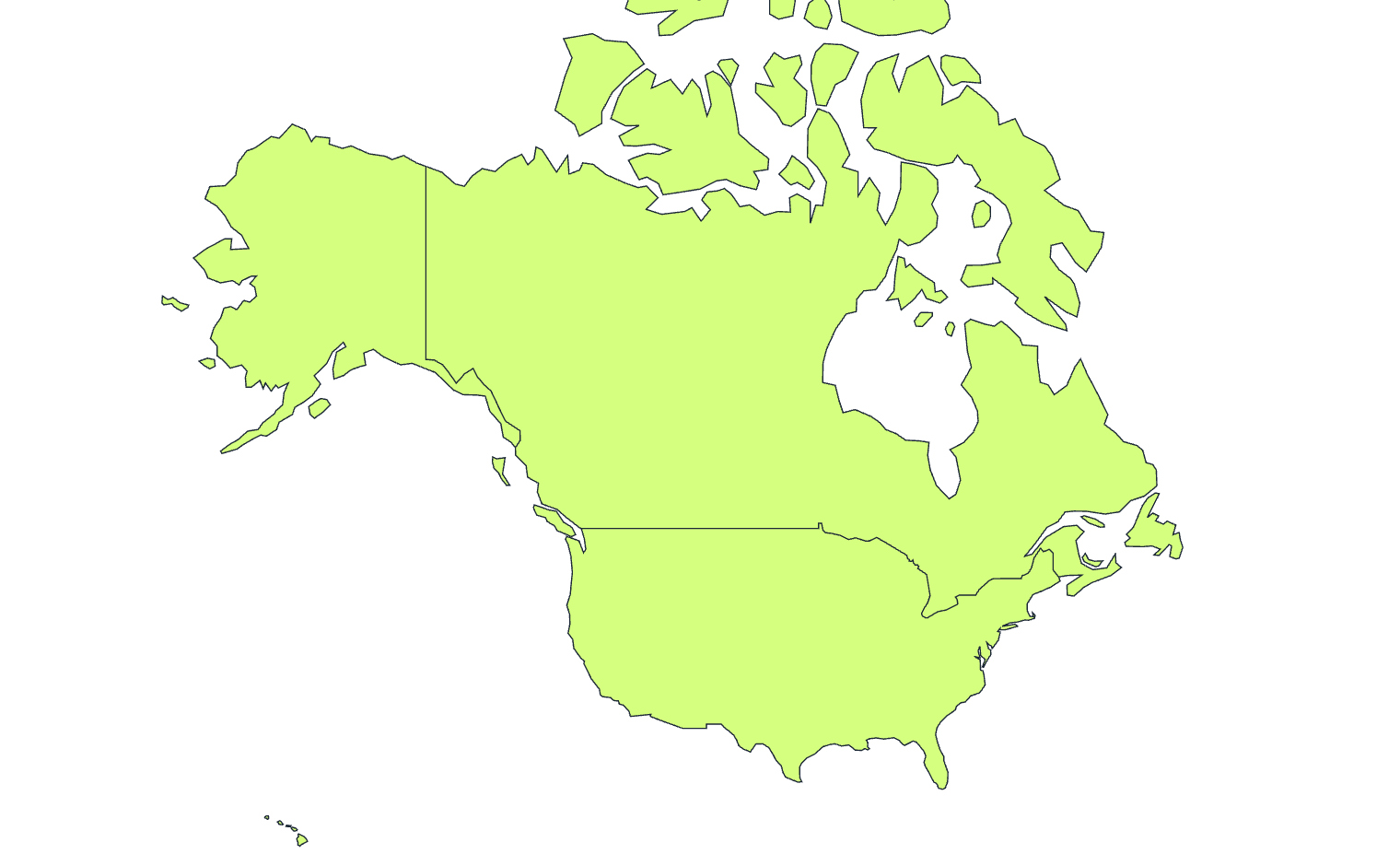Mapa de cobertura: Estados Unidos y Canadá